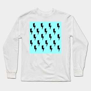 Lightning Bolts- Black on Teal Long Sleeve T-Shirt